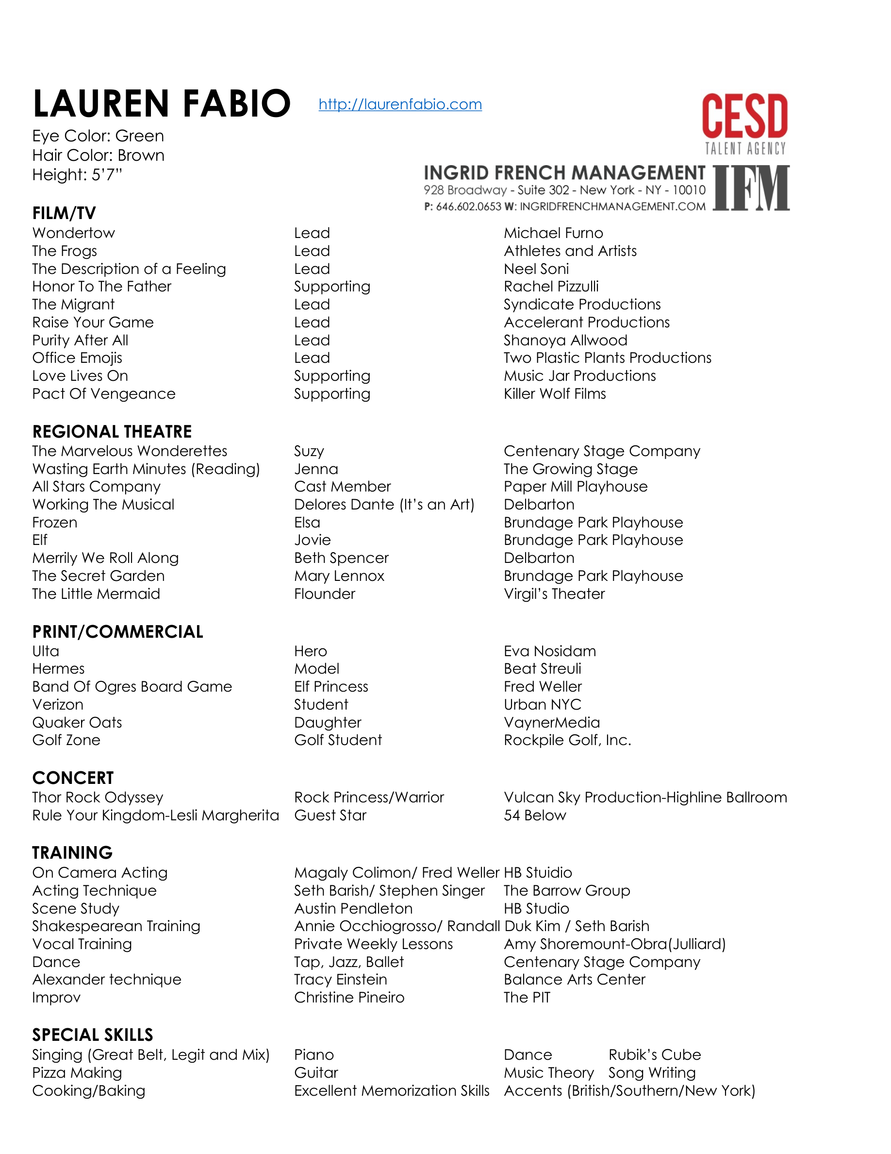 Lauren Fabio Resume